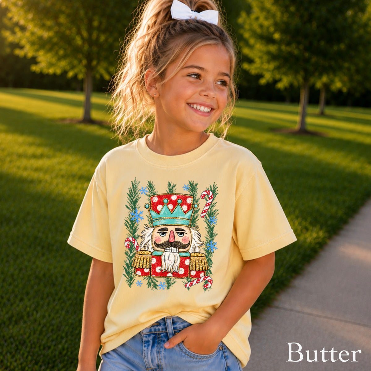 Preppy Nutcracker Christmas Youth Comfort Color T-Shirt