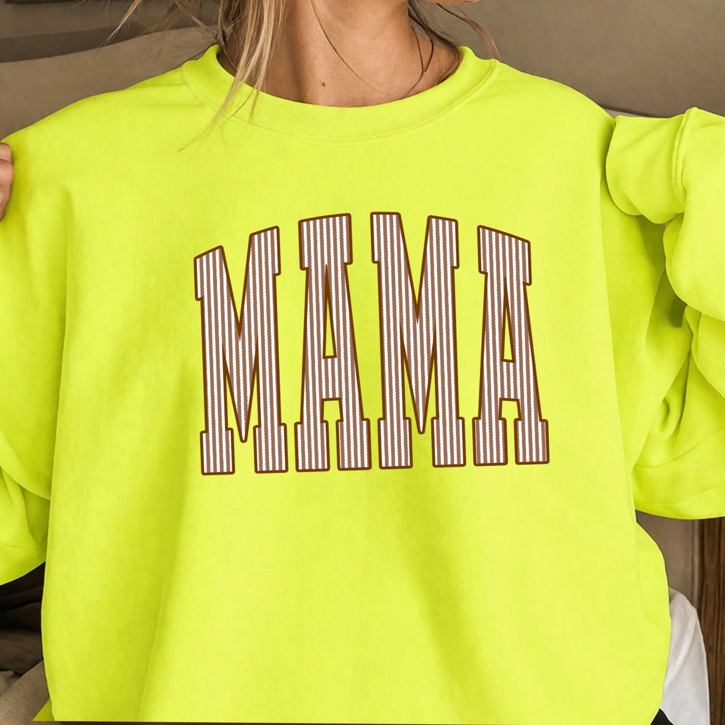 Mama Brown Seersucker Crewneck Sweatshirt