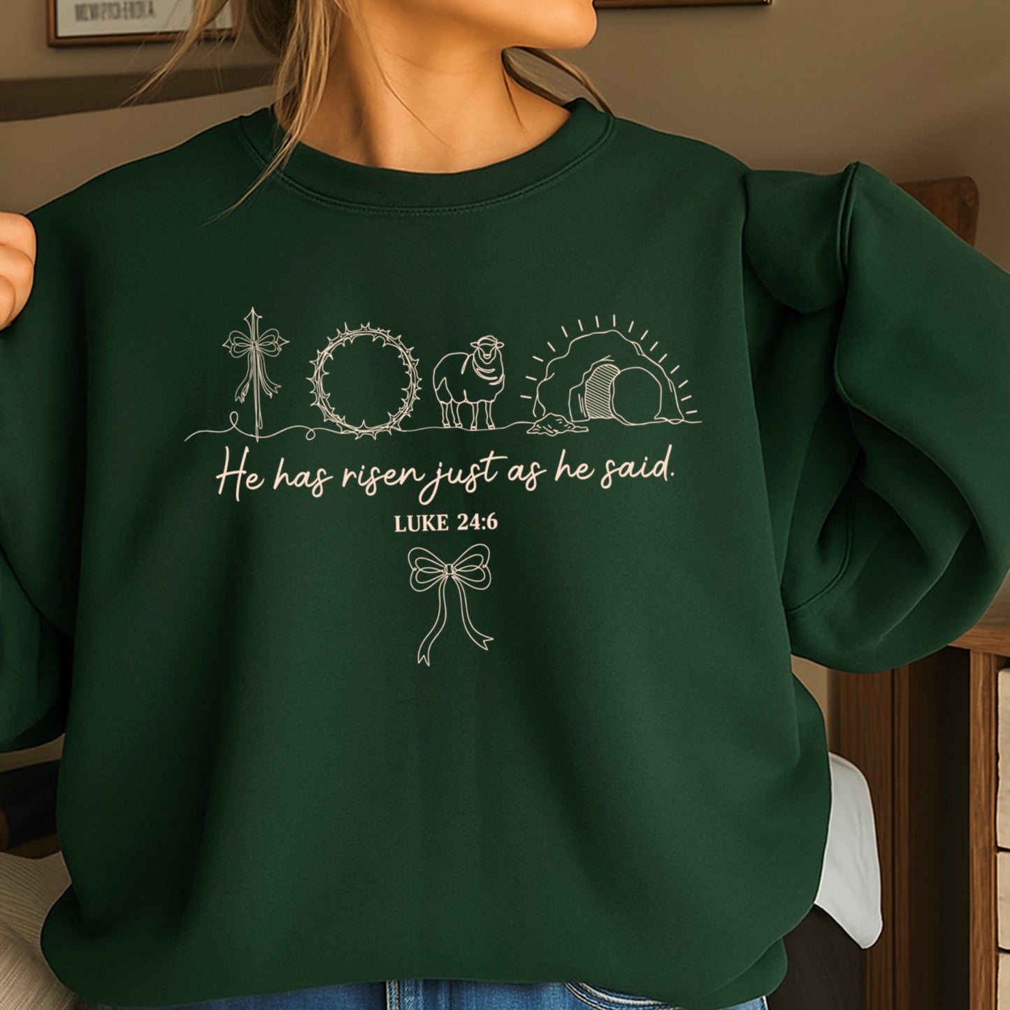 He Is Risen Easter Crewneck Sweatshirt