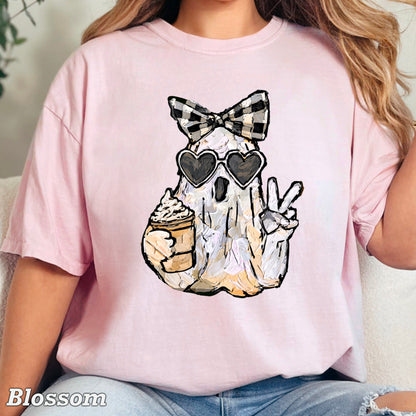 Preppy Ghost Halloween Comfort Color Graphic Tee