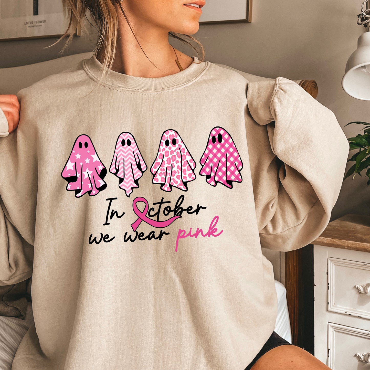 In October We Wear Pink Crewneck Sweatshirt