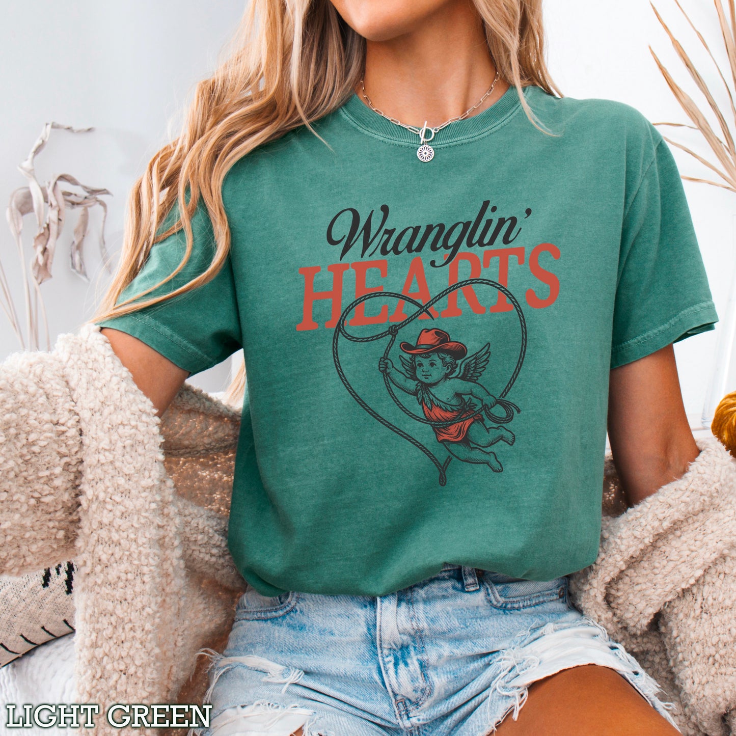 Wranglin Hearts Valentine’s Day Comfort Color Graphic Tee