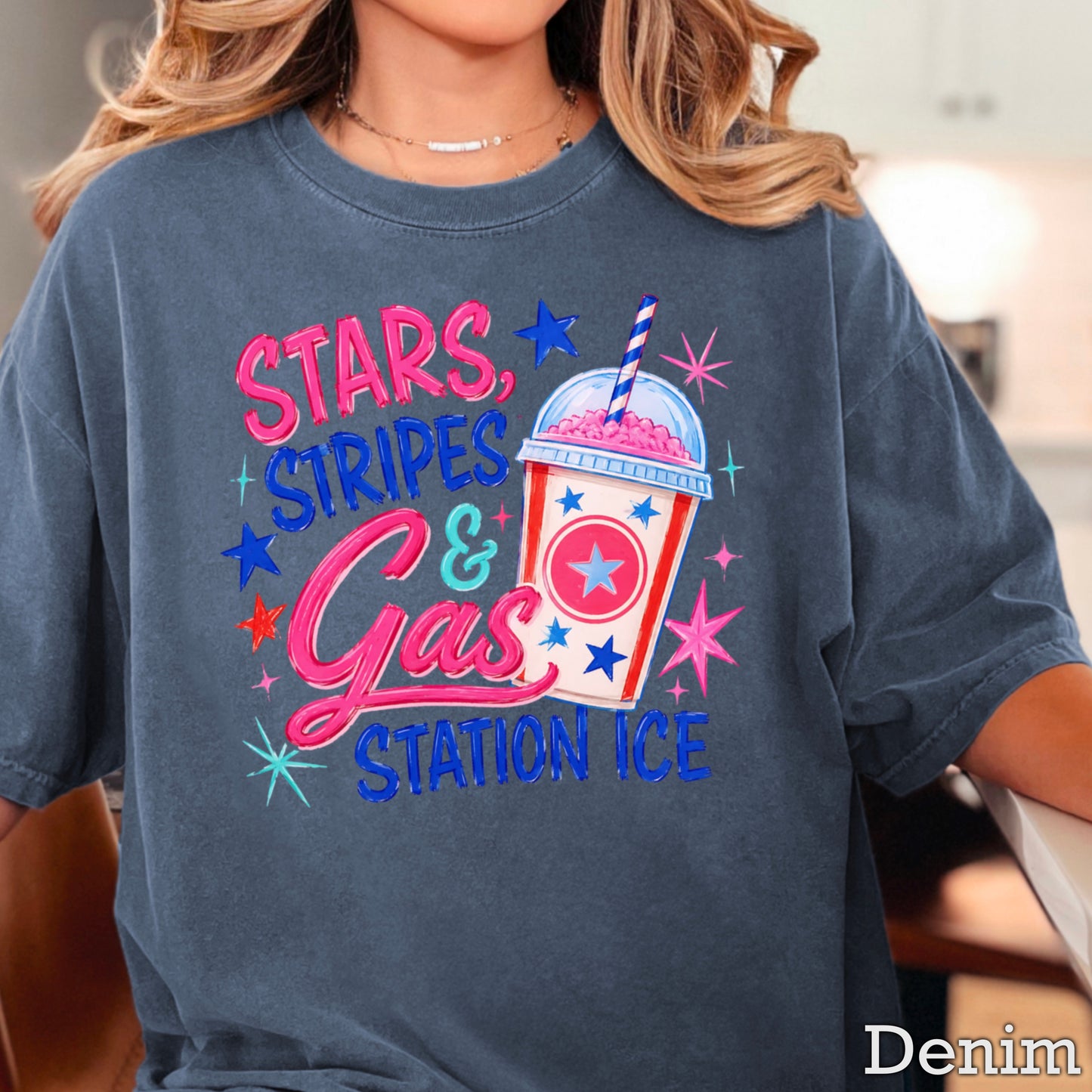 Stars Stripes & Gas Station Ice Comfort Color Graphic Tee