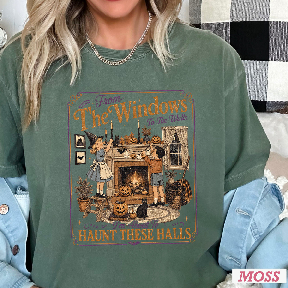 From The Windows To The Walls Halloween Comfort Color Graphic Tee