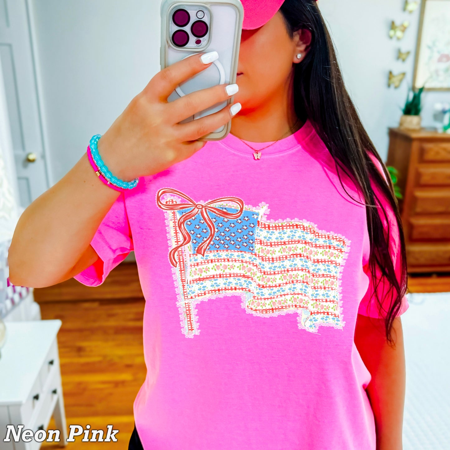 American Lace Flag Comfort Color Graphic Tee