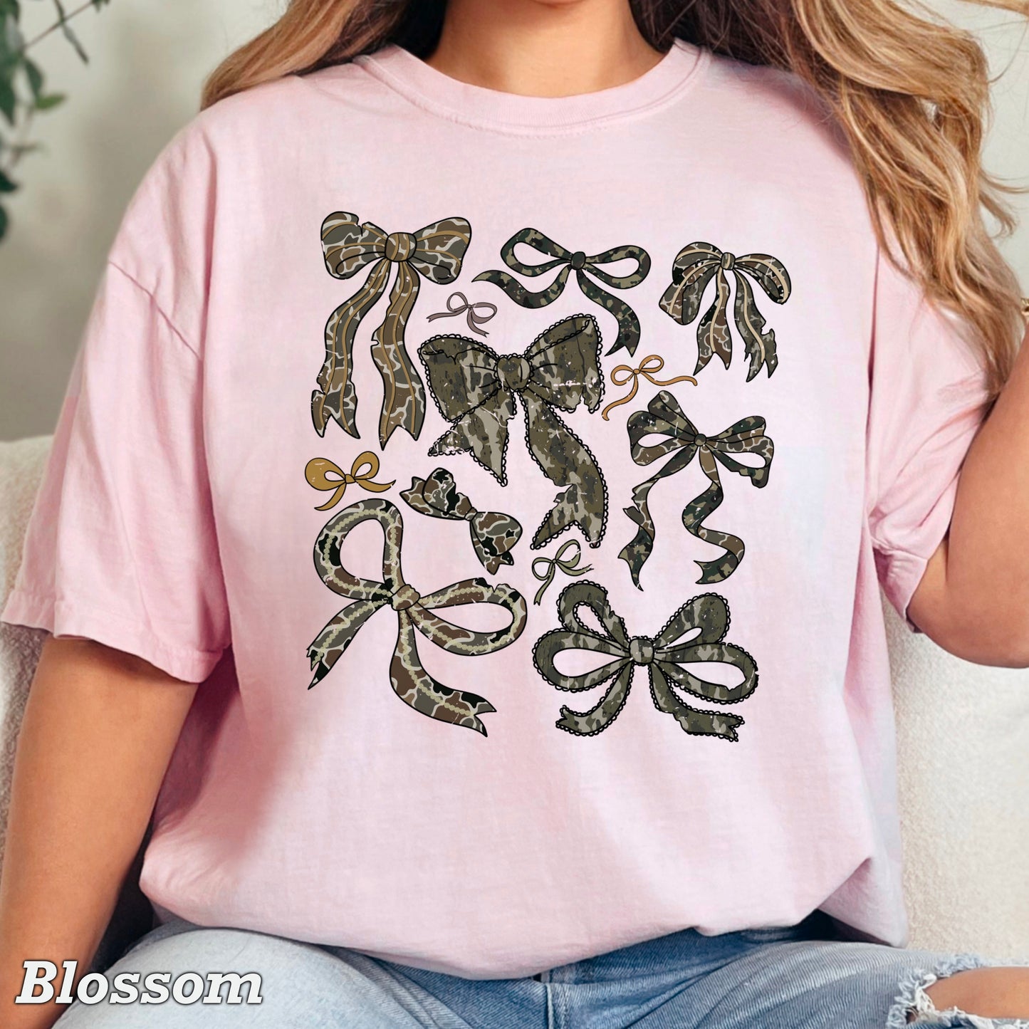 Camo Bows Comfort Color Graphic Tee