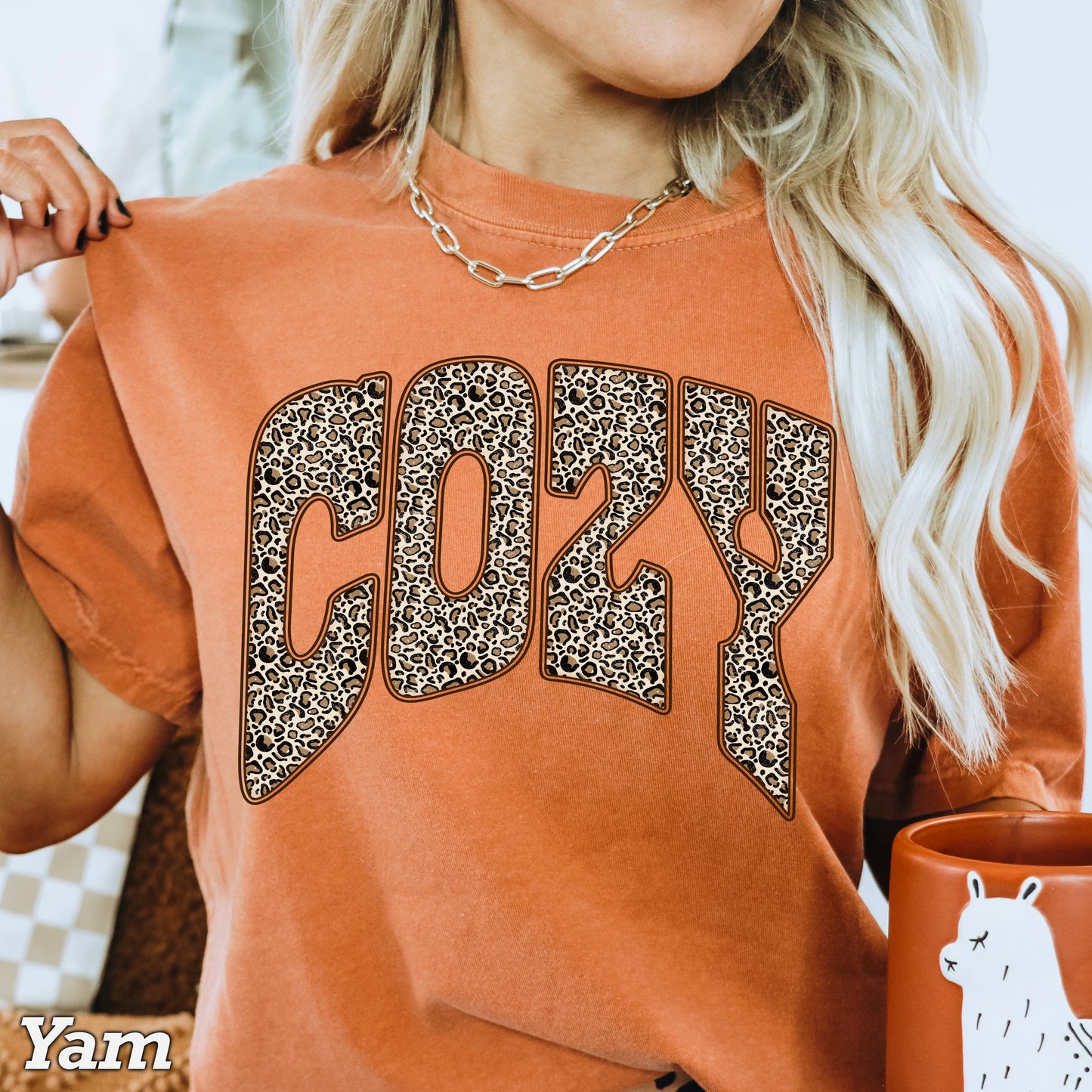 Leopard Cozy Fall Comfort Color Graphic Tee