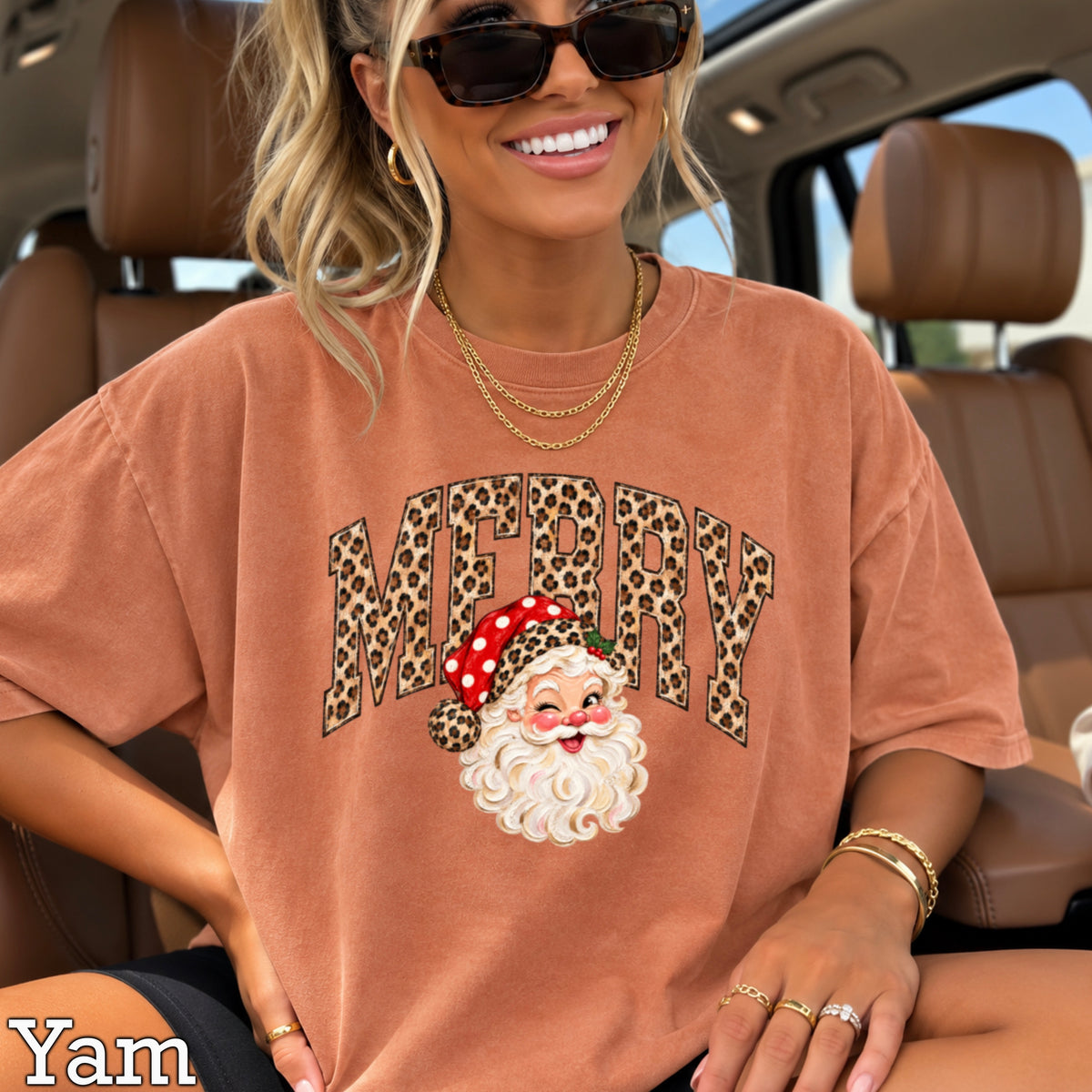 Leopard Merry Christmas Comfort Color Graphic Tee