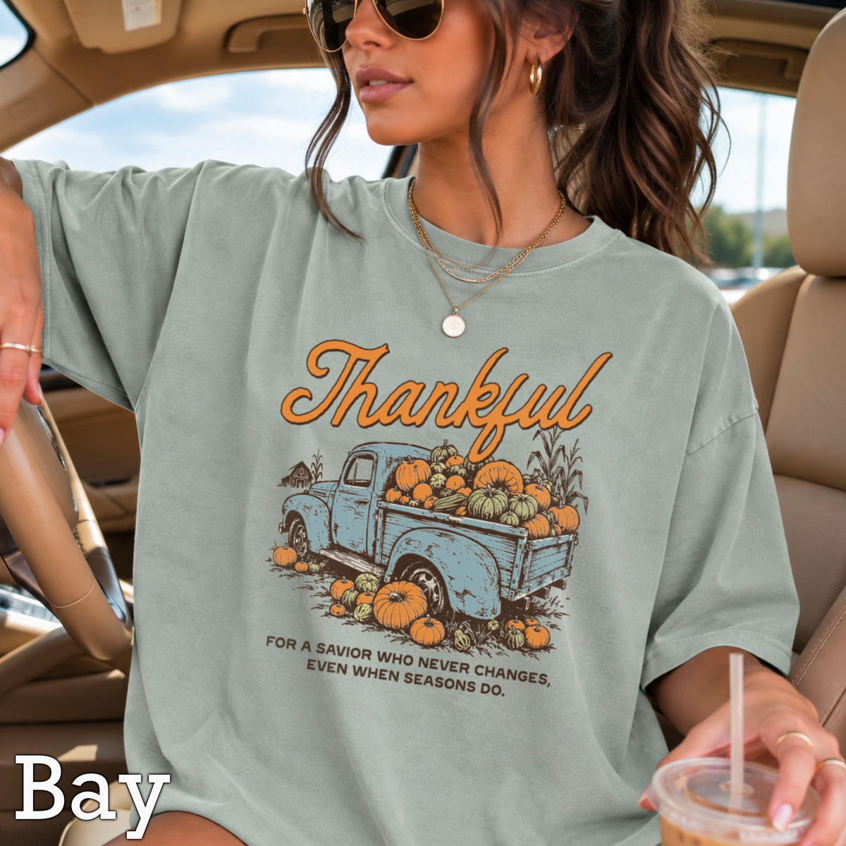 Thankful For A Savior Comfort Color Graphic Tee