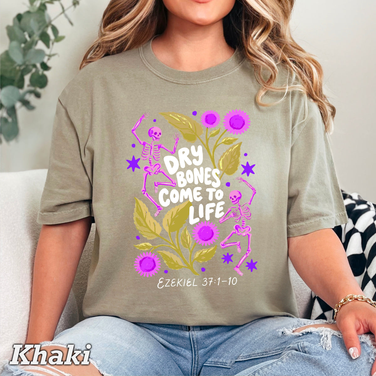 Dry Bones Come To Life Ezekiel 37 White Lettering Comfort Color Graphic Tee