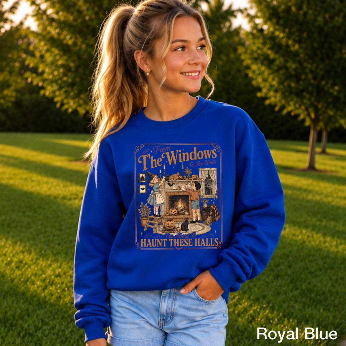 From The Windows To The Walls Halloween Youth Crewneck Sweatshirt