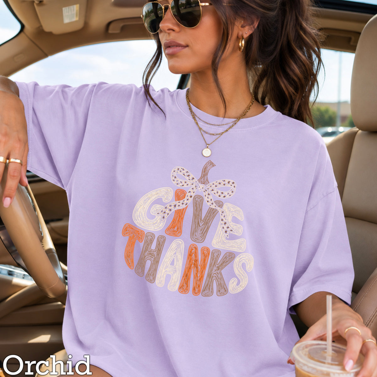 Give Thanks Thanksgiving Comfort Color Graphic Tee