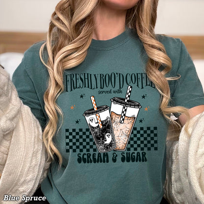 Freshly Boo’d Coffee Halloween Comfort Color Graphic Tee
