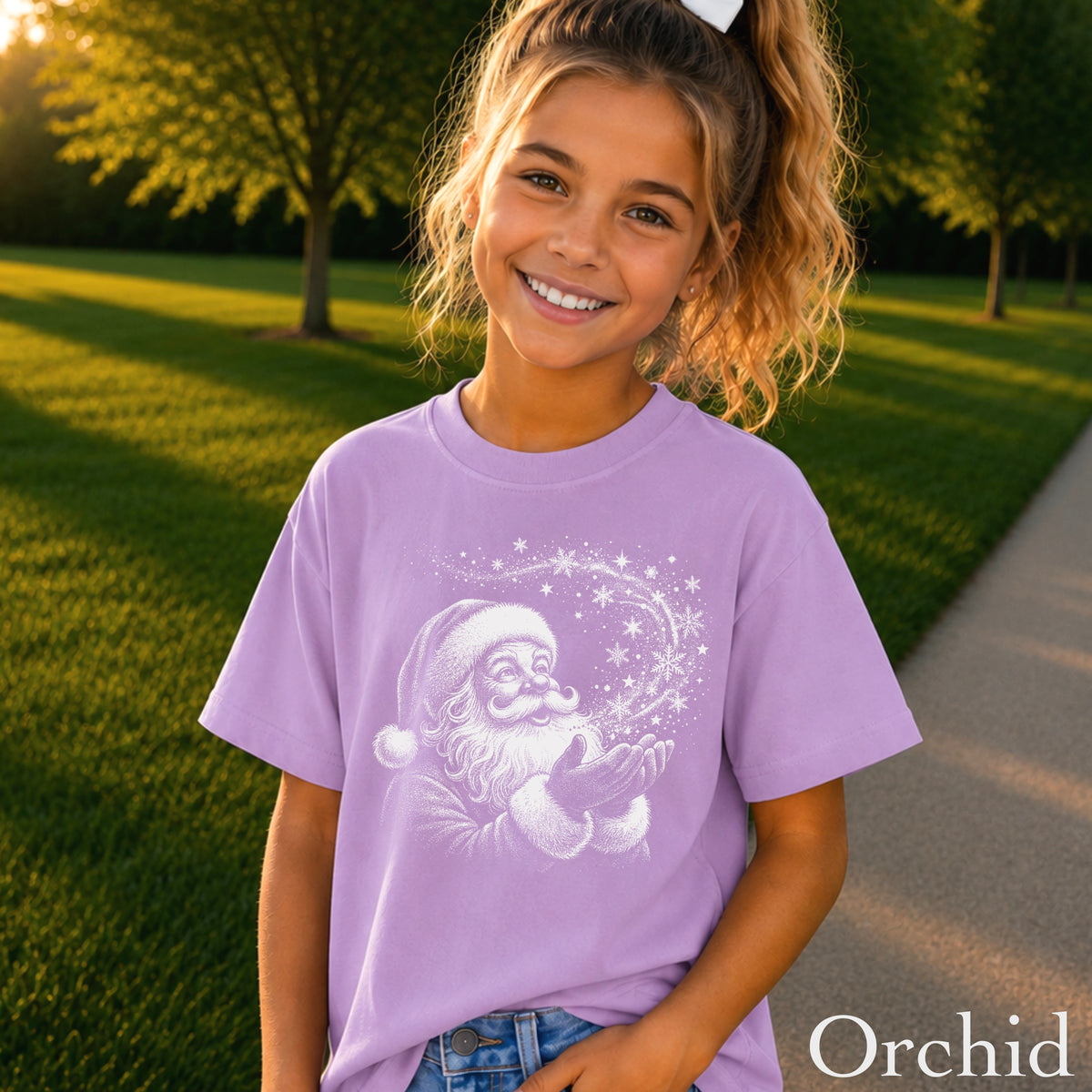 Santa Snowflakes Christmas Youth Comfort Color T-Shirt