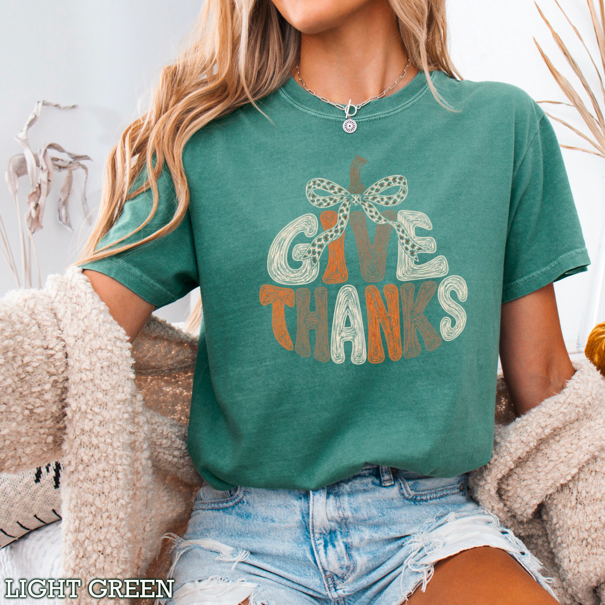 Give Thanks Thanksgiving Comfort Color Graphic Tee