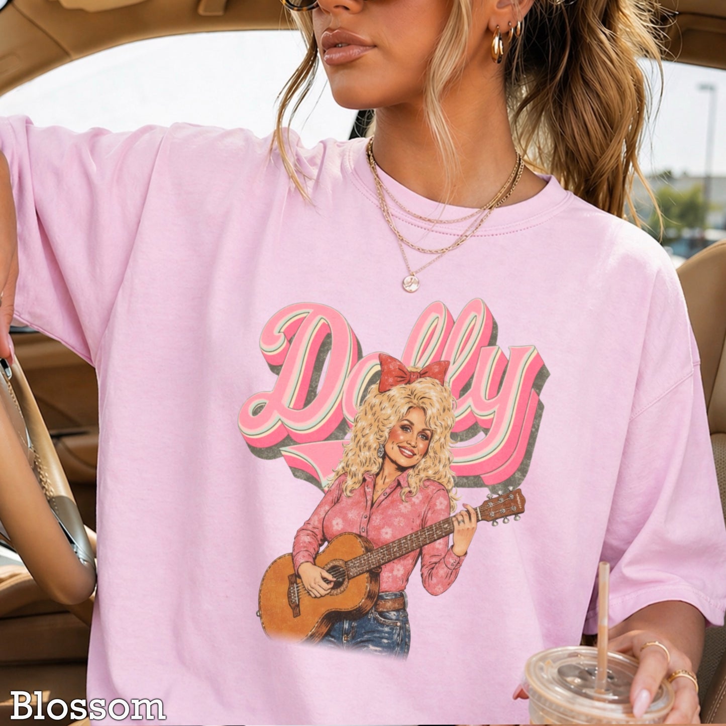 Pink Dolly Guitar Comfort Color Graphic Tee