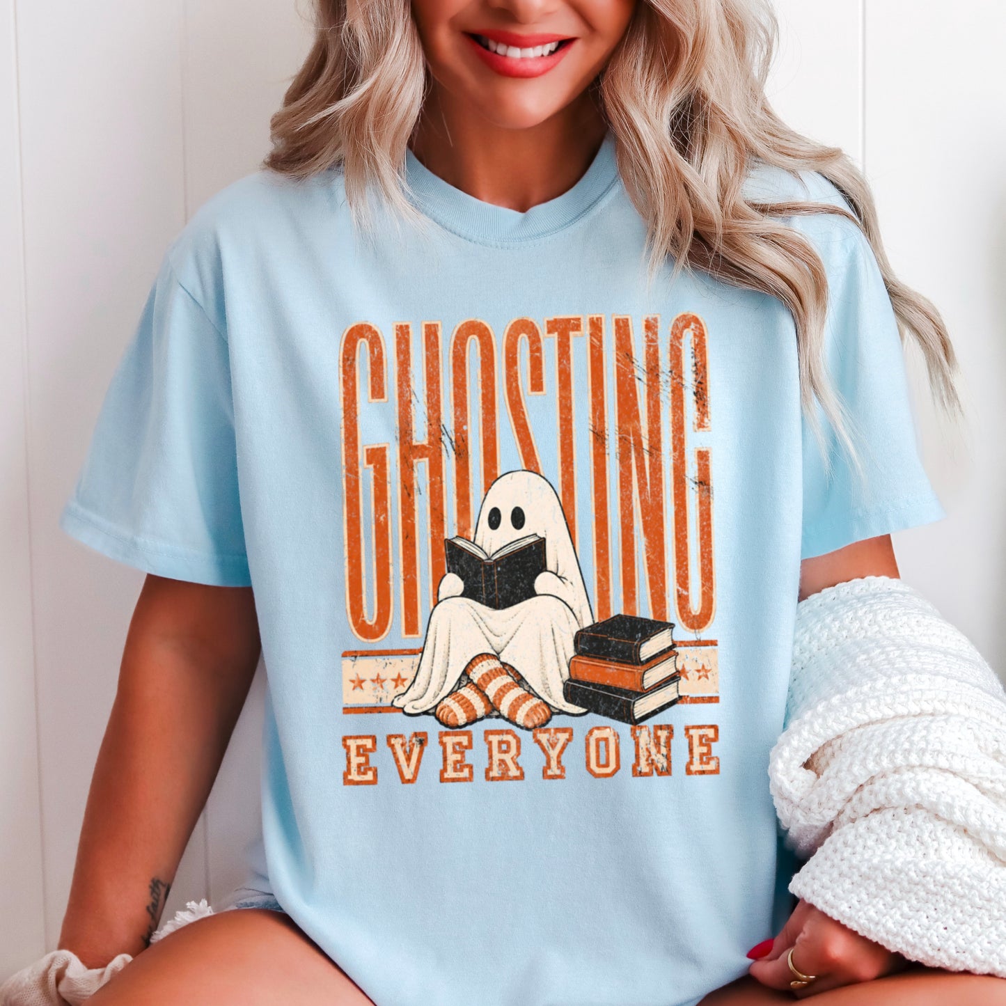 Ghosting Everyone Halloween Comfort Color Graphic Tee