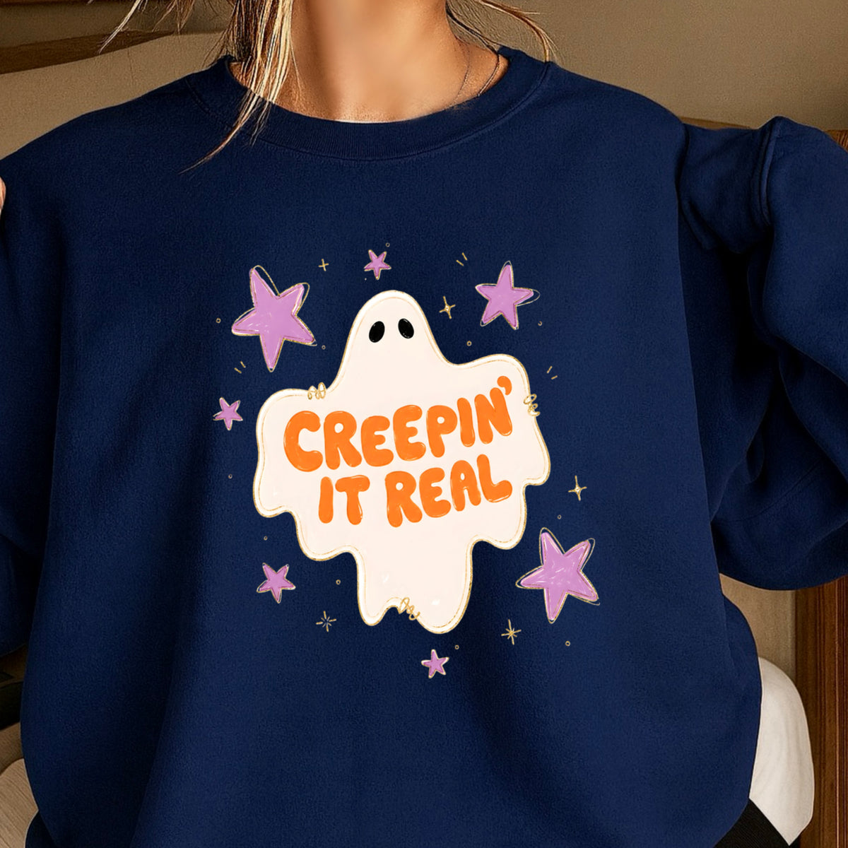 Creepin It Real Halloween Crewneck Sweatshirt