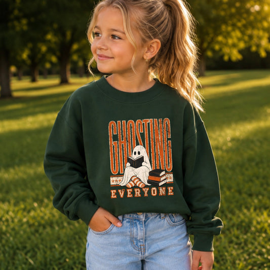 Ghosting Everyone Halloween Youth Crewneck Sweatshirt