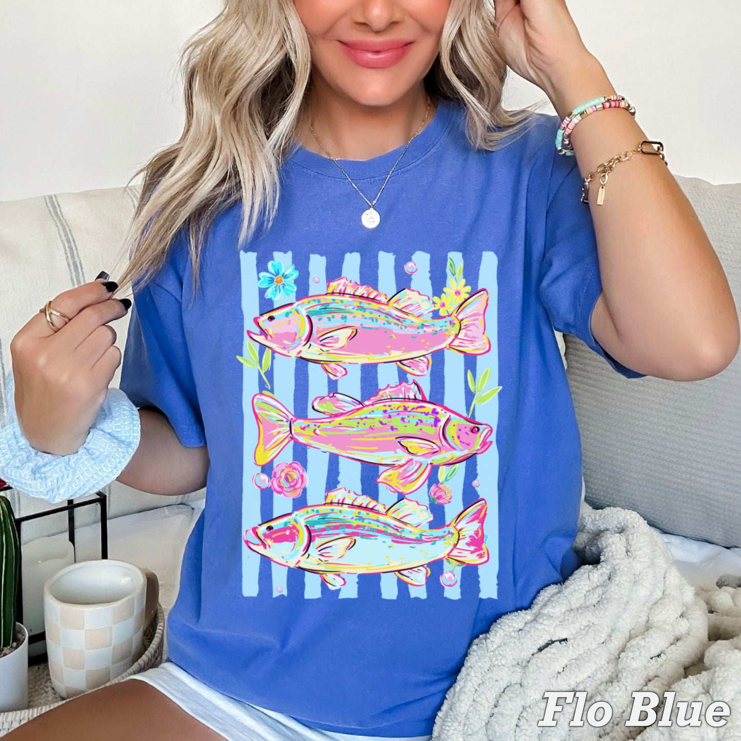 Fish Trio Comfort Color Graphic Tee