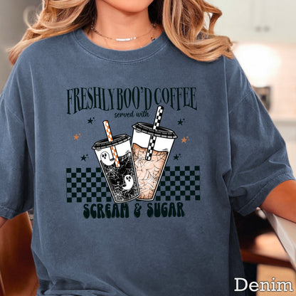 Freshly Boo’d Coffee Halloween Comfort Color Graphic Tee