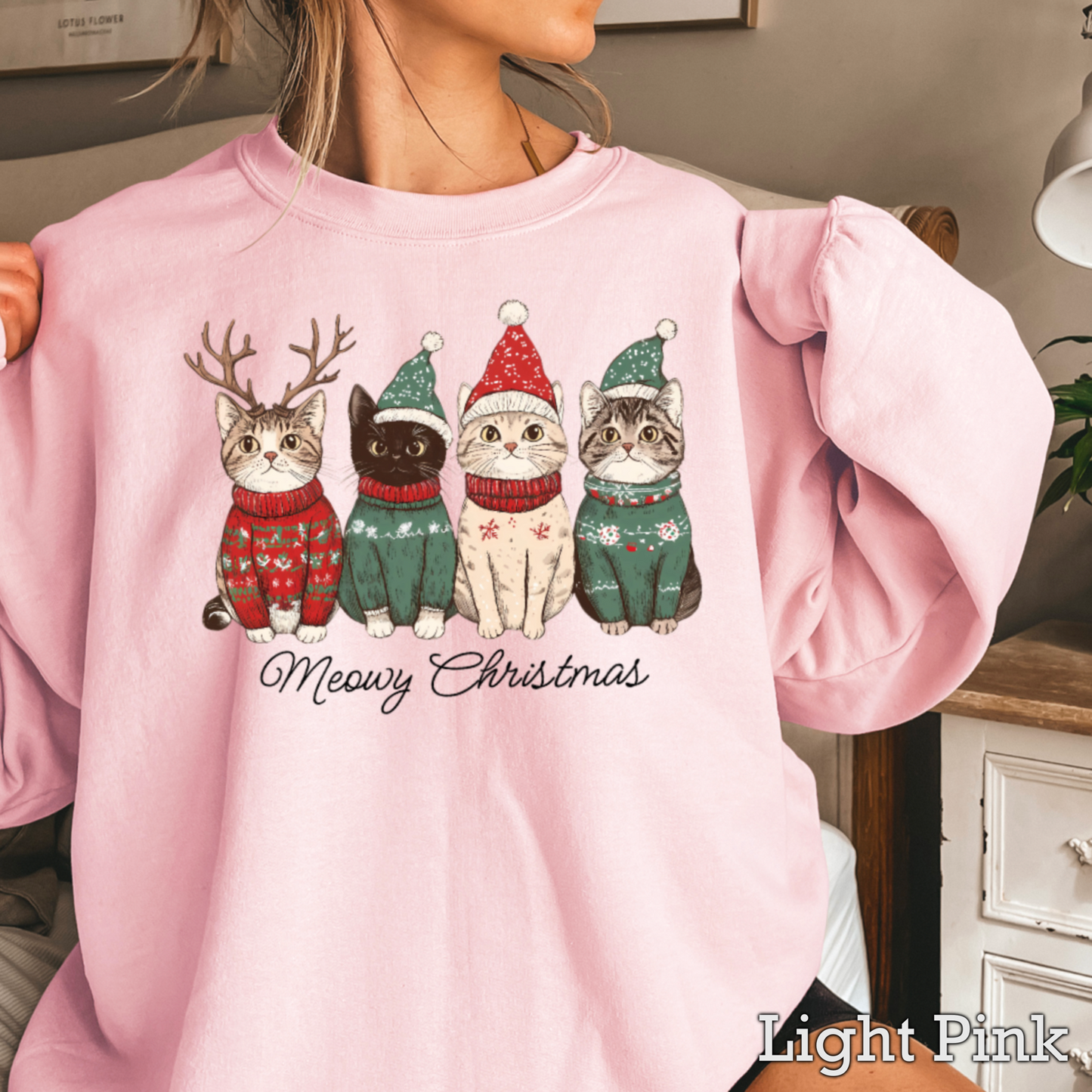 Meowy Christmas Graphic Crewneck Sweatshirt