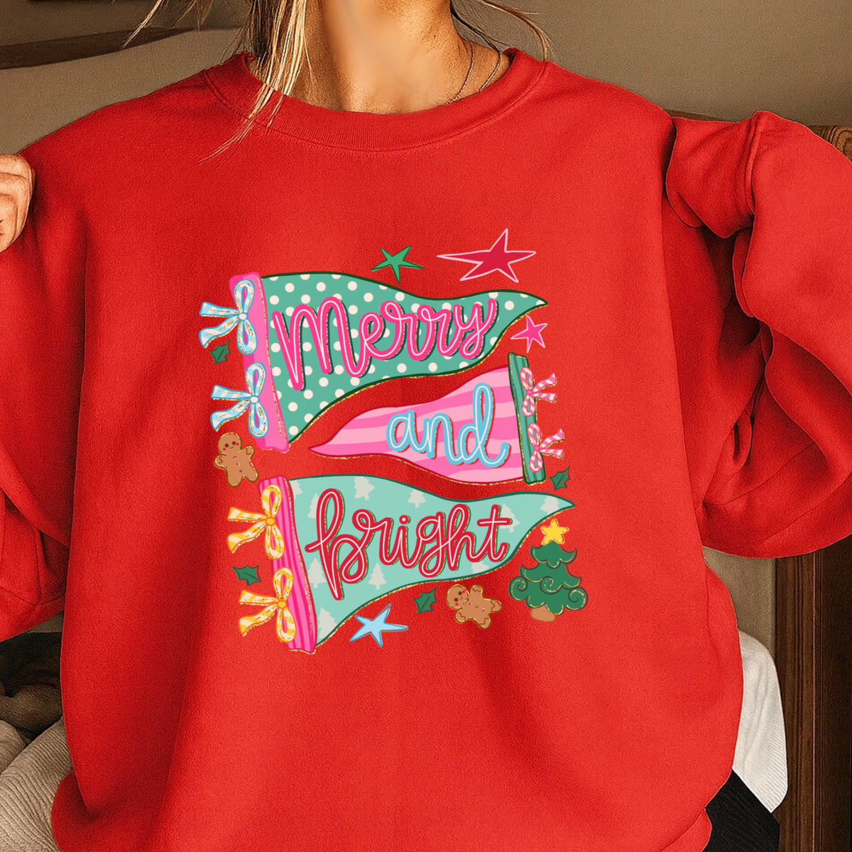 Merry And Bright Christmas Crewneck Sweatshirt