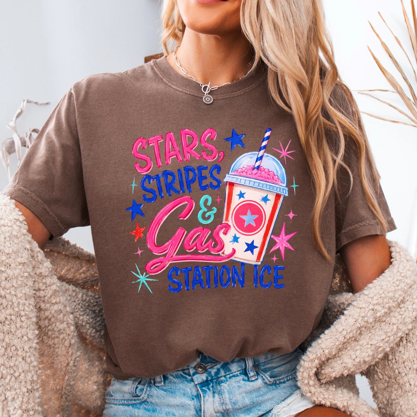 Stars Stripes & Gas Station Ice Comfort Color Graphic Tee