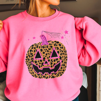 Leopard Pumpkin Halloween Crewneck Sweatshirt