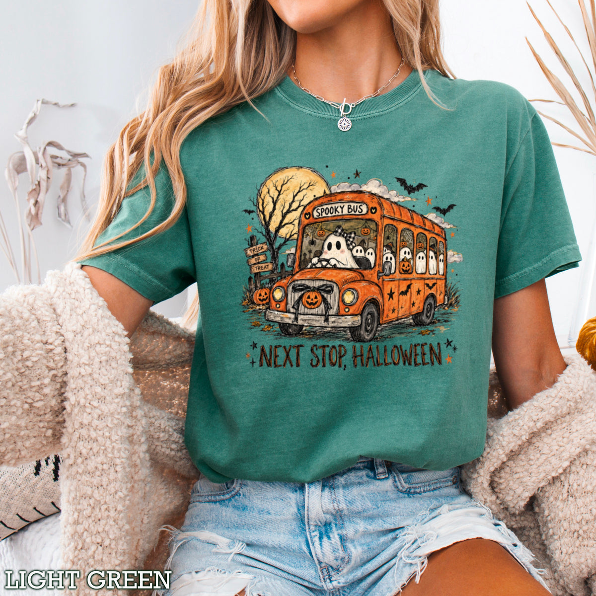 Next Stop Halloween Comfort Color Graphic Tee