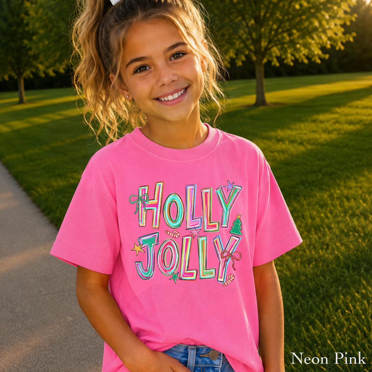 Holly Jolly Christmas Youth Comfort Color T-Shirt