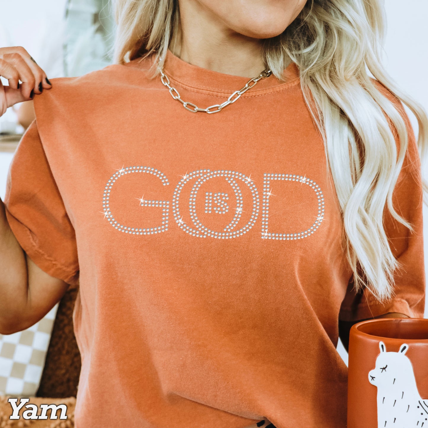 God Is Good Comfort Color Rhinestone Tee