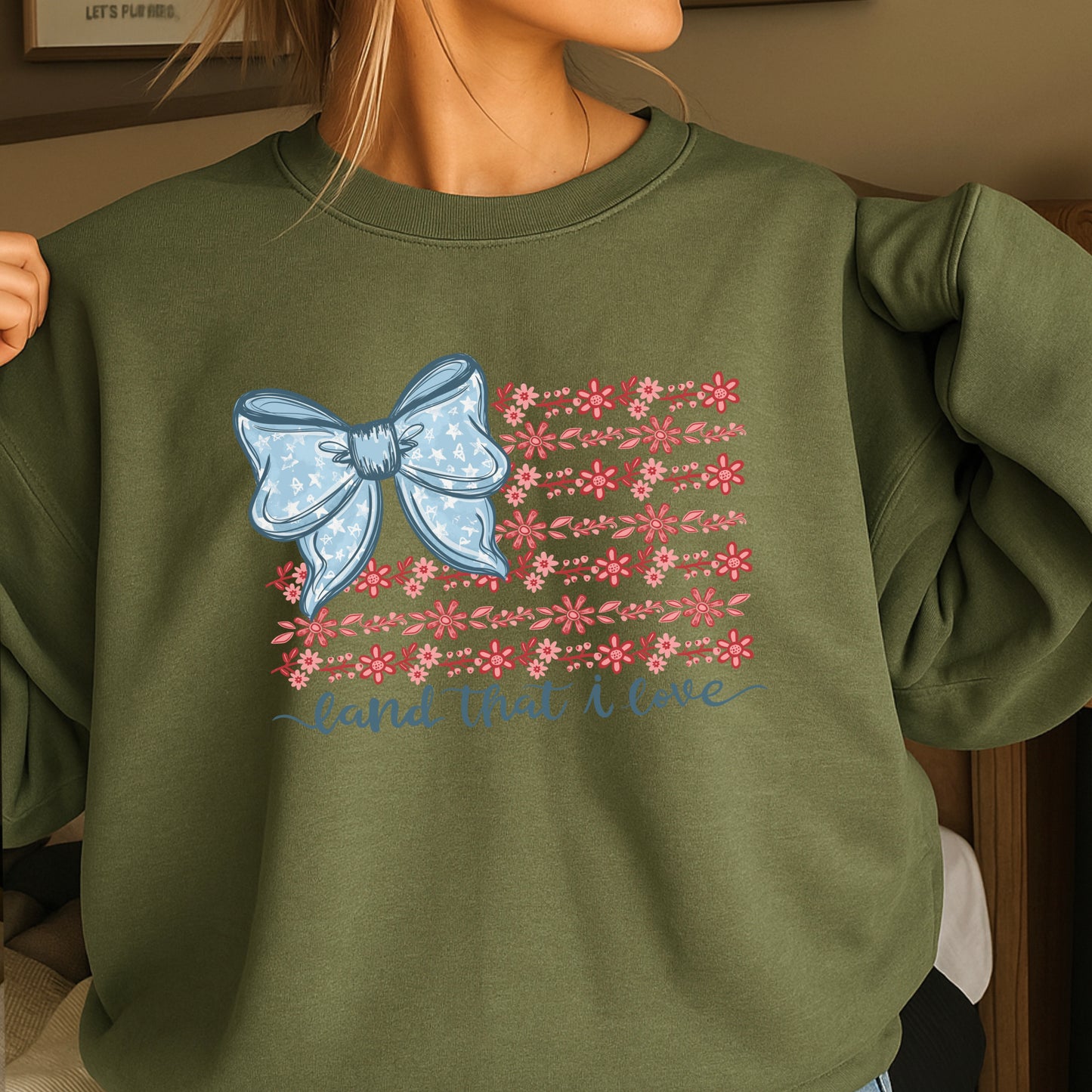 Land Of The Free Patriotic Crewneck Sweatshirt