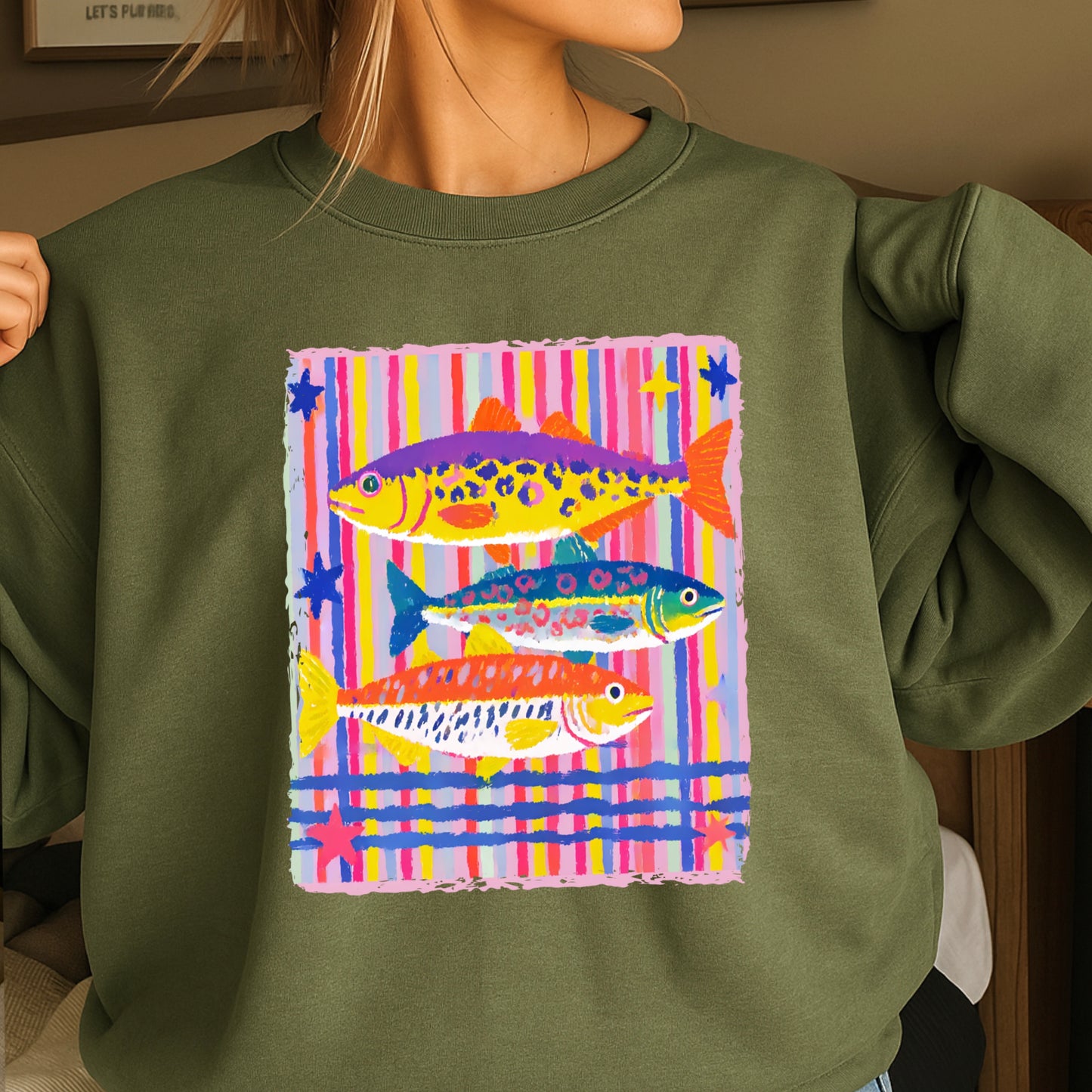 Preppy Fish Crewneck Sweatshirt