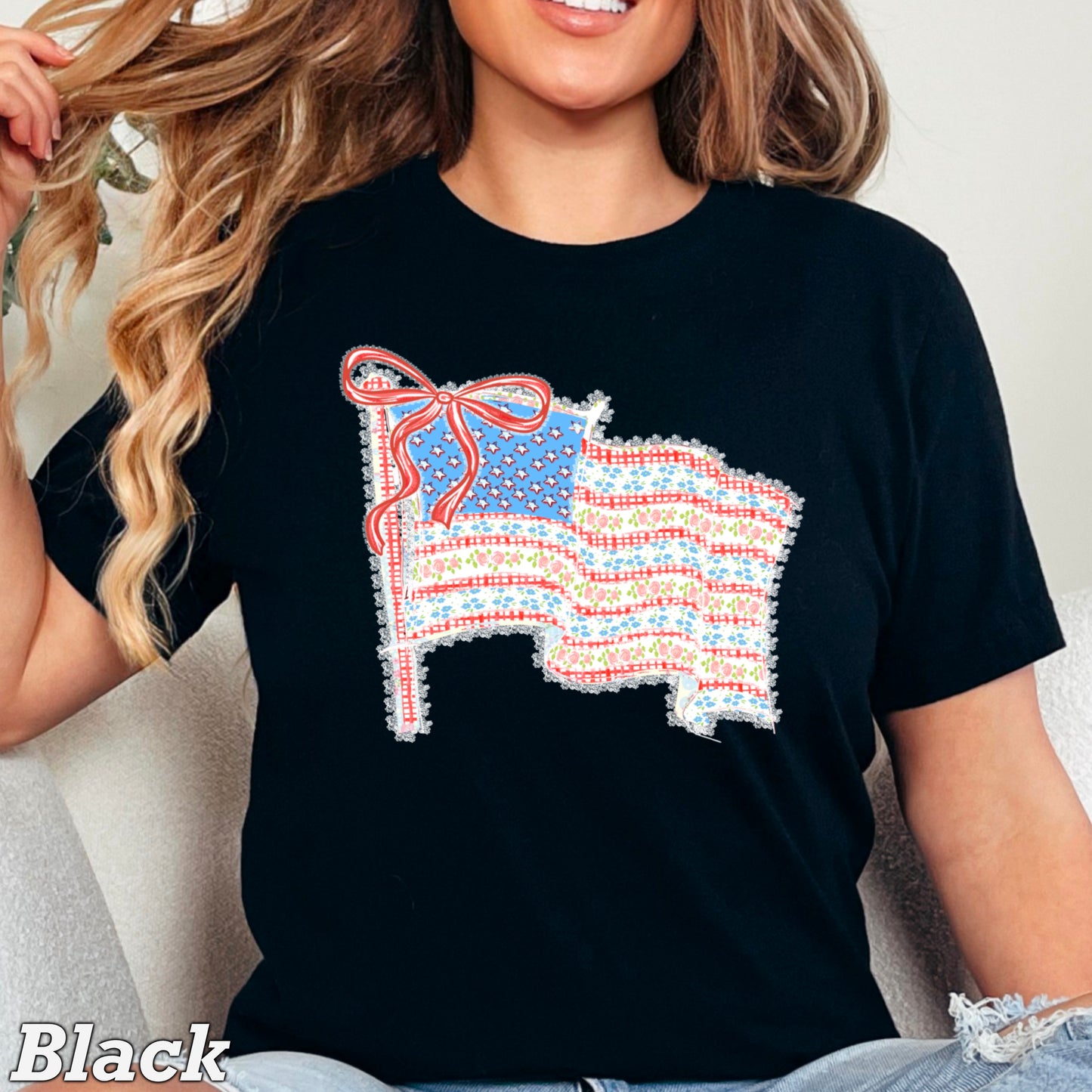 American Lace Flag Comfort Color Graphic Tee
