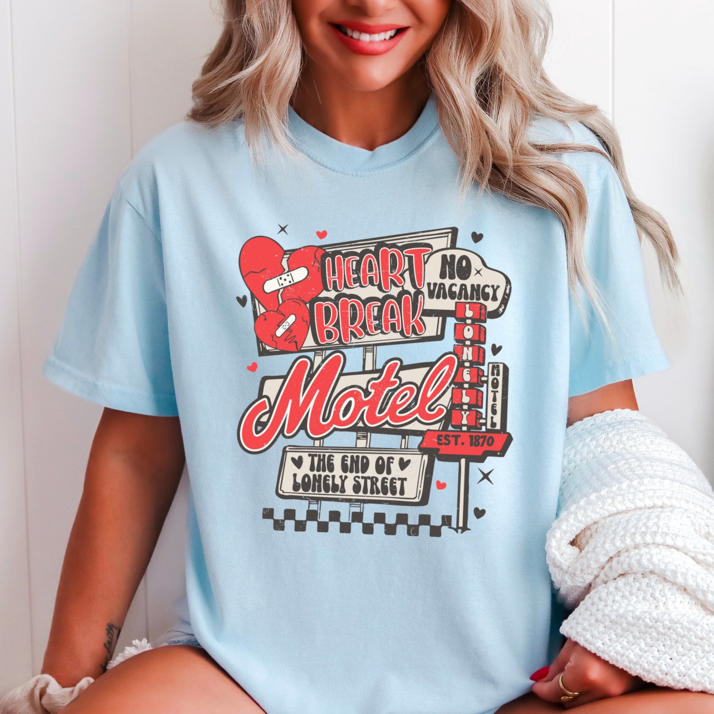 Heart Break Motel Valentine’s Day Comfort Color Graphic Tee