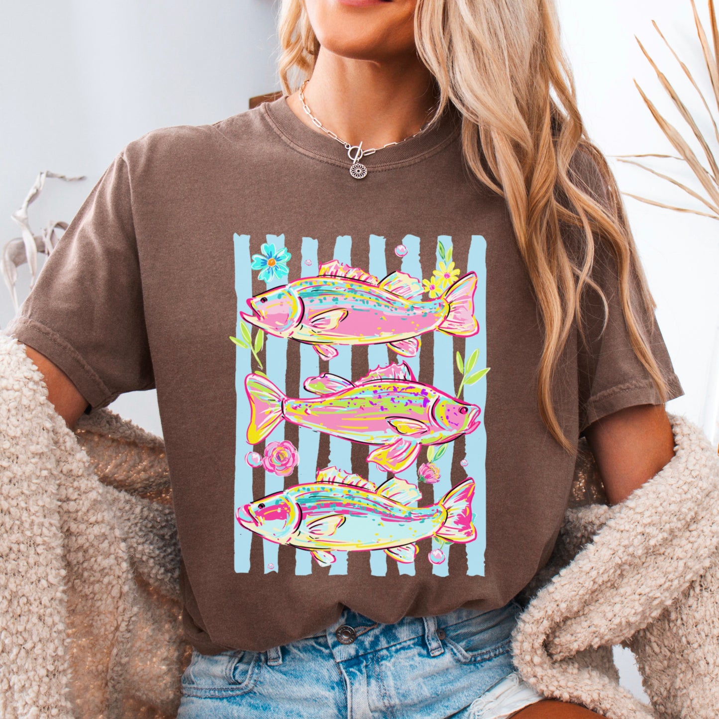 Fish Trio Comfort Color Graphic Tee