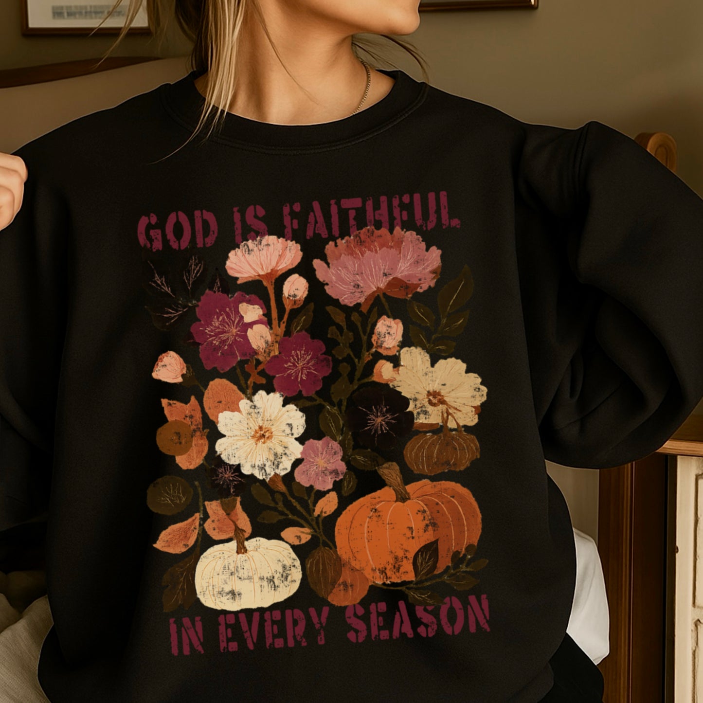 God Is Faithful In Every Season Plum Crewneck Sweatshirt