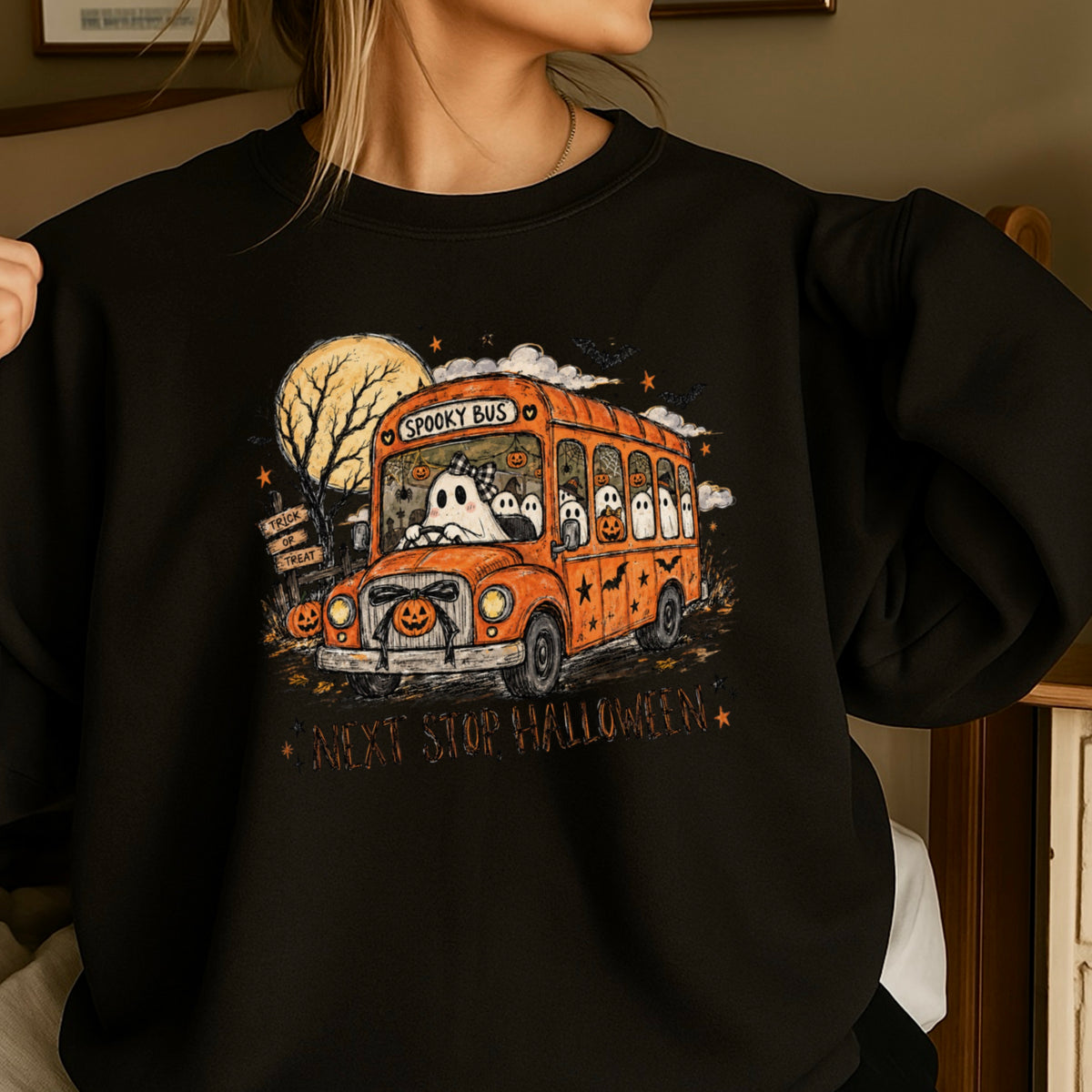 Next Stop Halloween Crewneck Sweatshirt