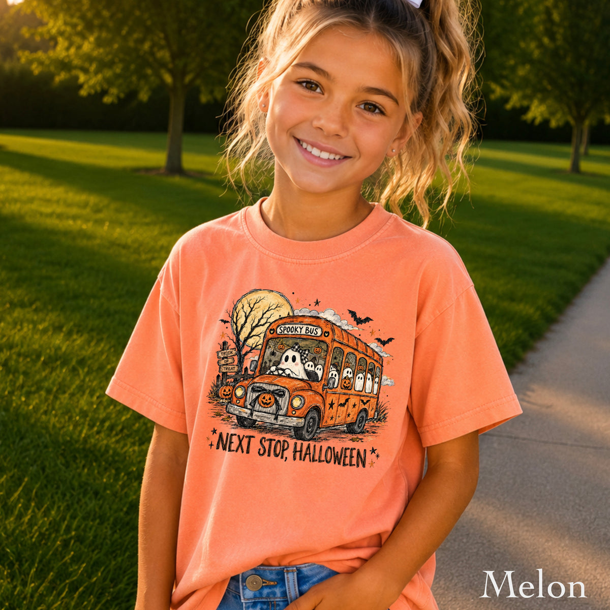 Next Stop Halloween Youth Comfort Color T-Shirt