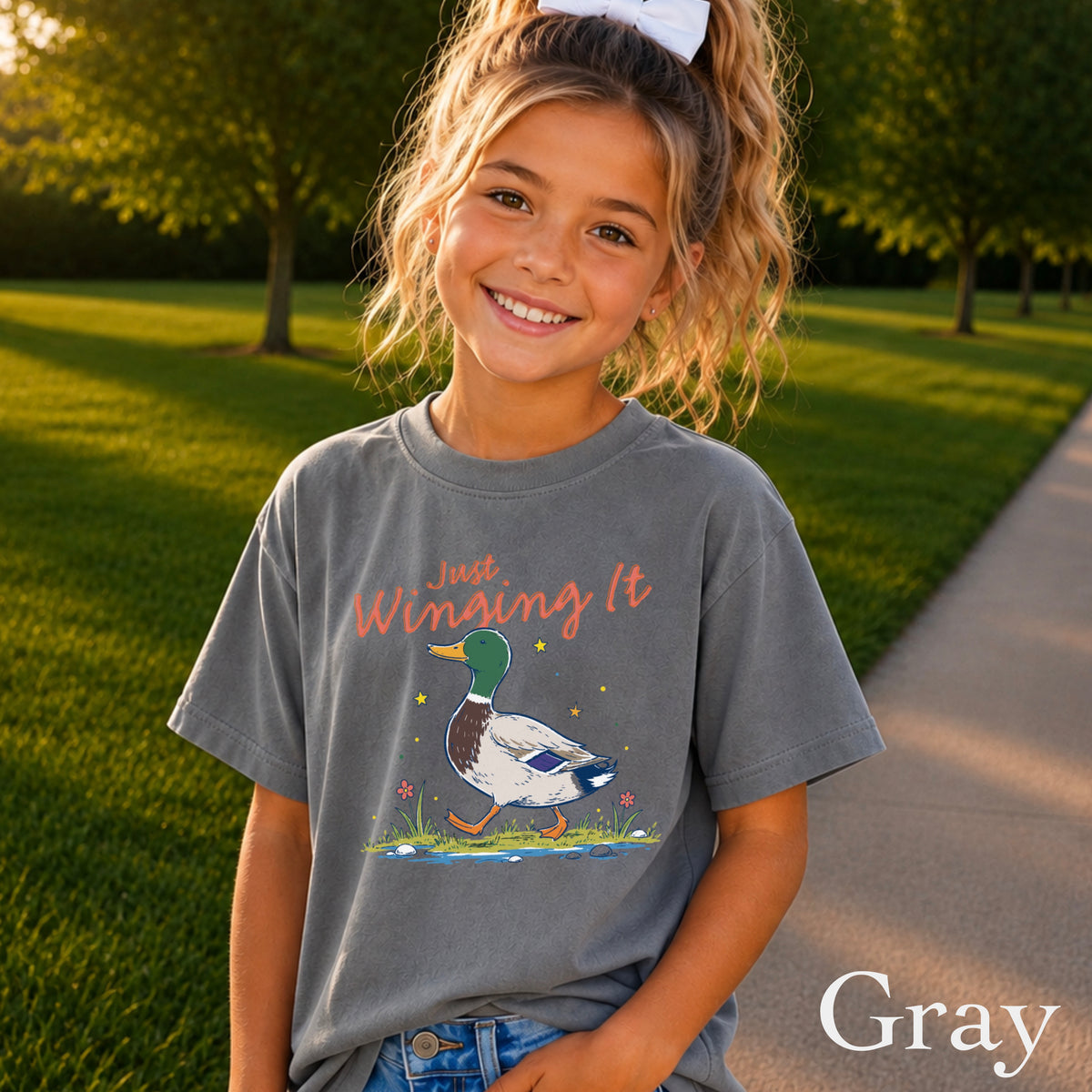 Just Winging It Mallard Duck  Youth Comfort Color T-Shirt