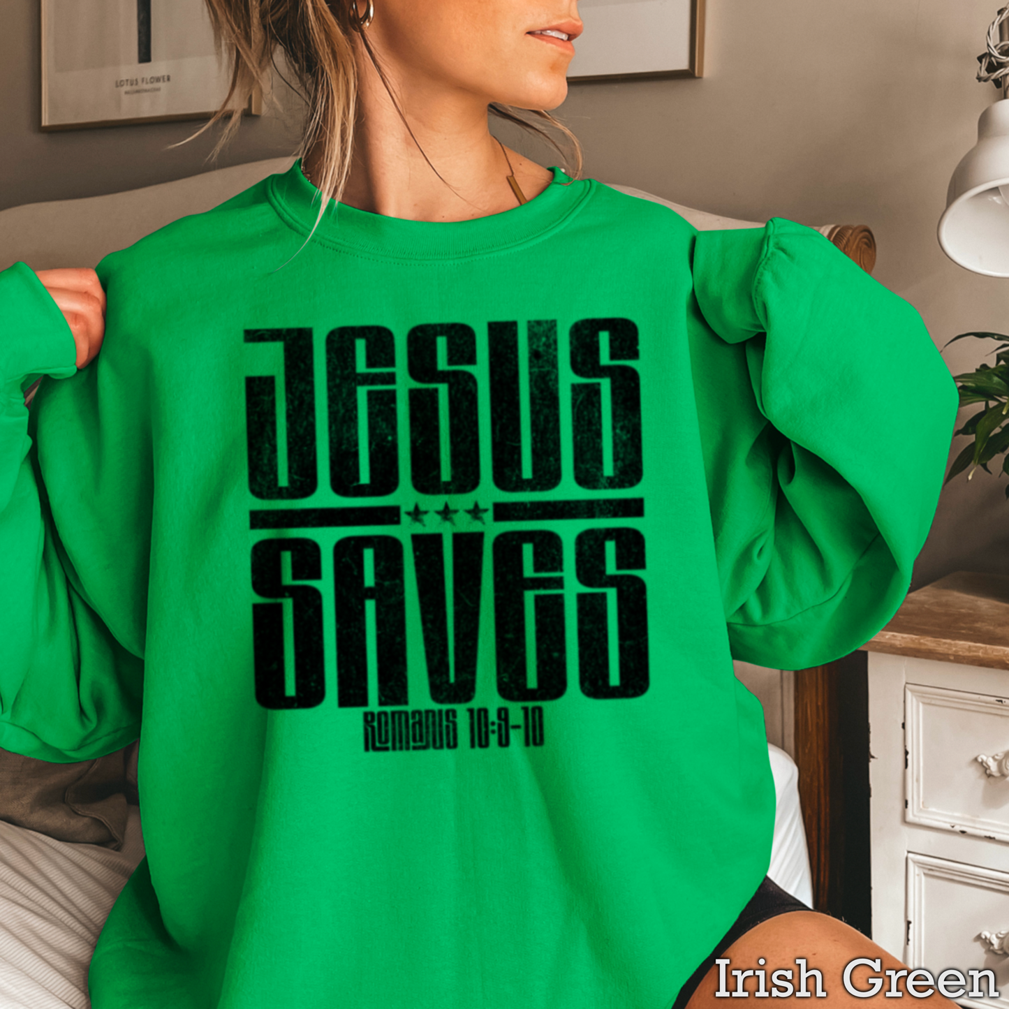 Jesus Saves Graphic Crewneck Sweatshirt
