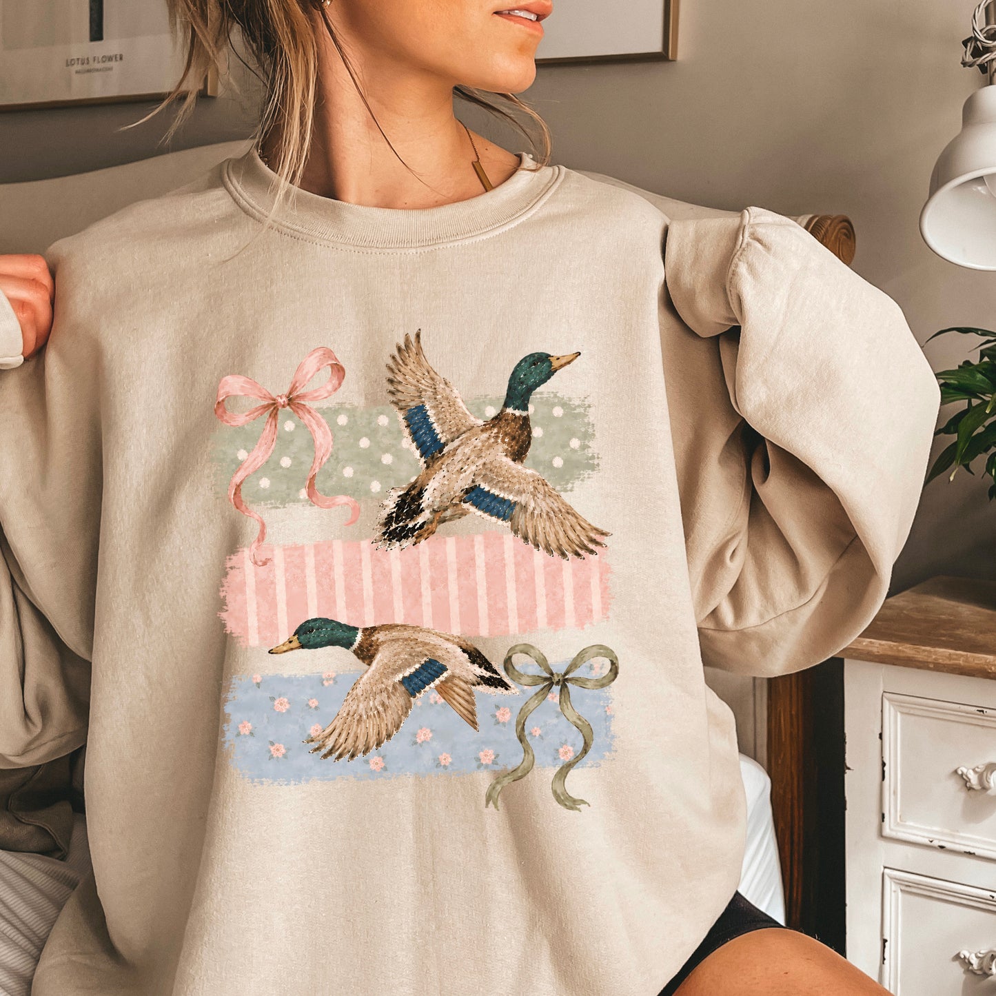 Mallard Ducks & Bows Crewneck Sweatshirt