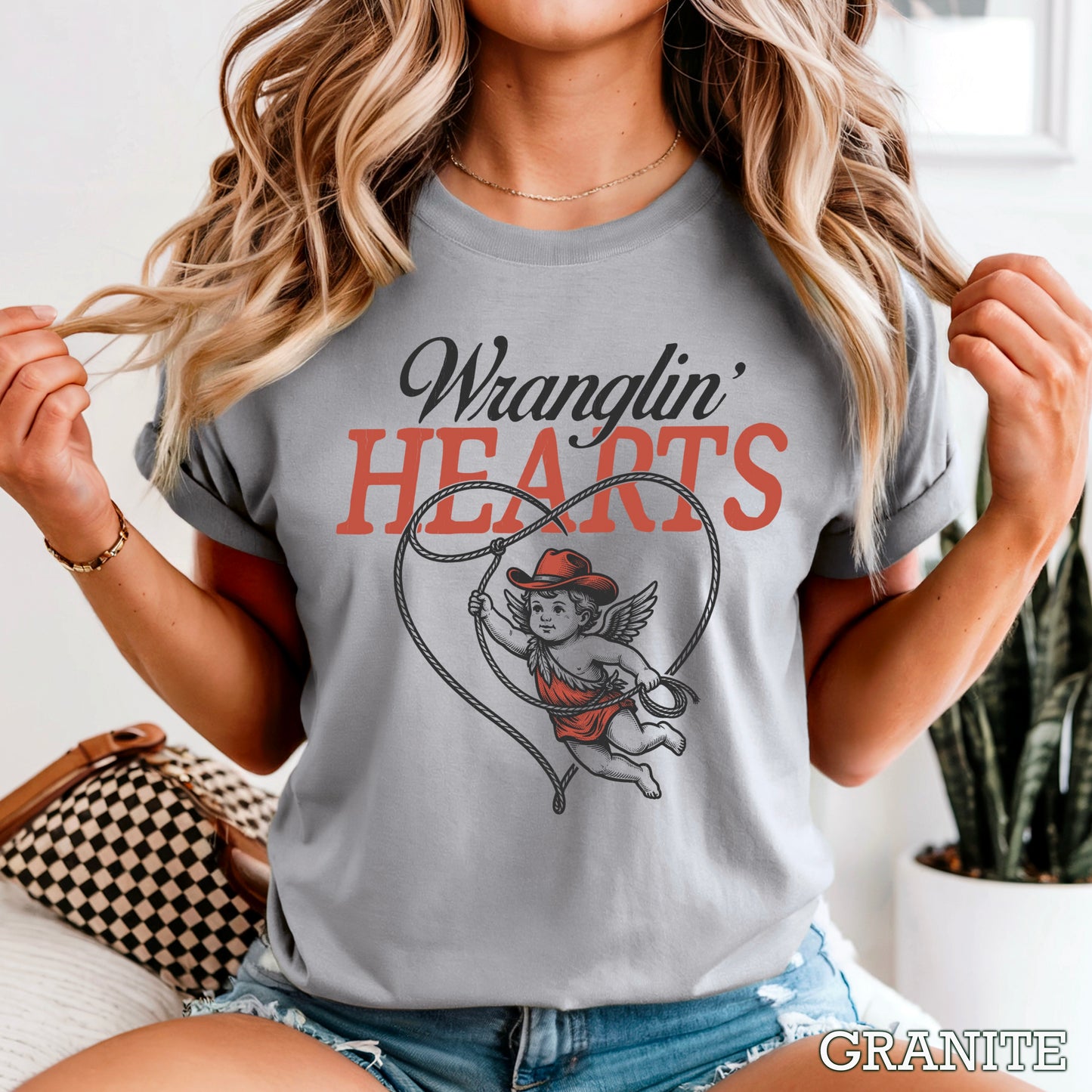 Wranglin Hearts Valentine’s Day Comfort Color Graphic Tee