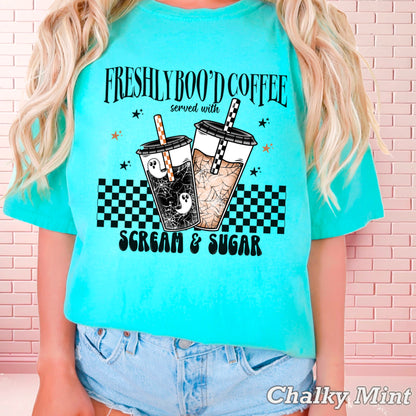 Freshly Boo’d Coffee Halloween Comfort Color Graphic Tee