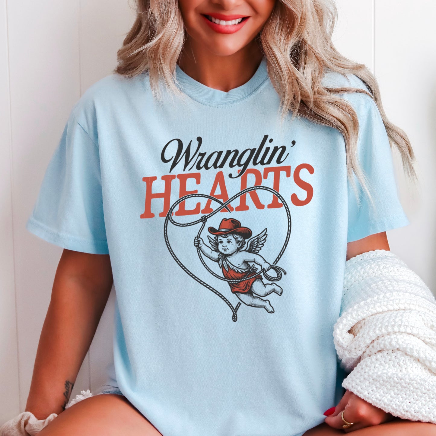 Wranglin Hearts Valentine’s Day Comfort Color Graphic Tee