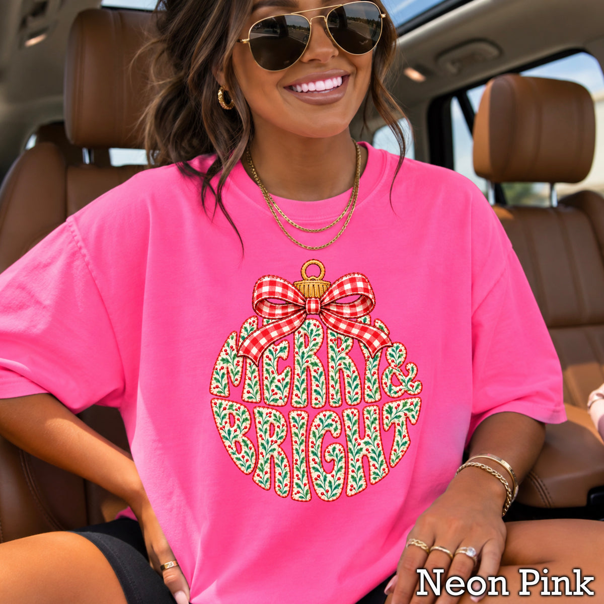 Merry & Bright Christmas Comfort Color Graphic Tee