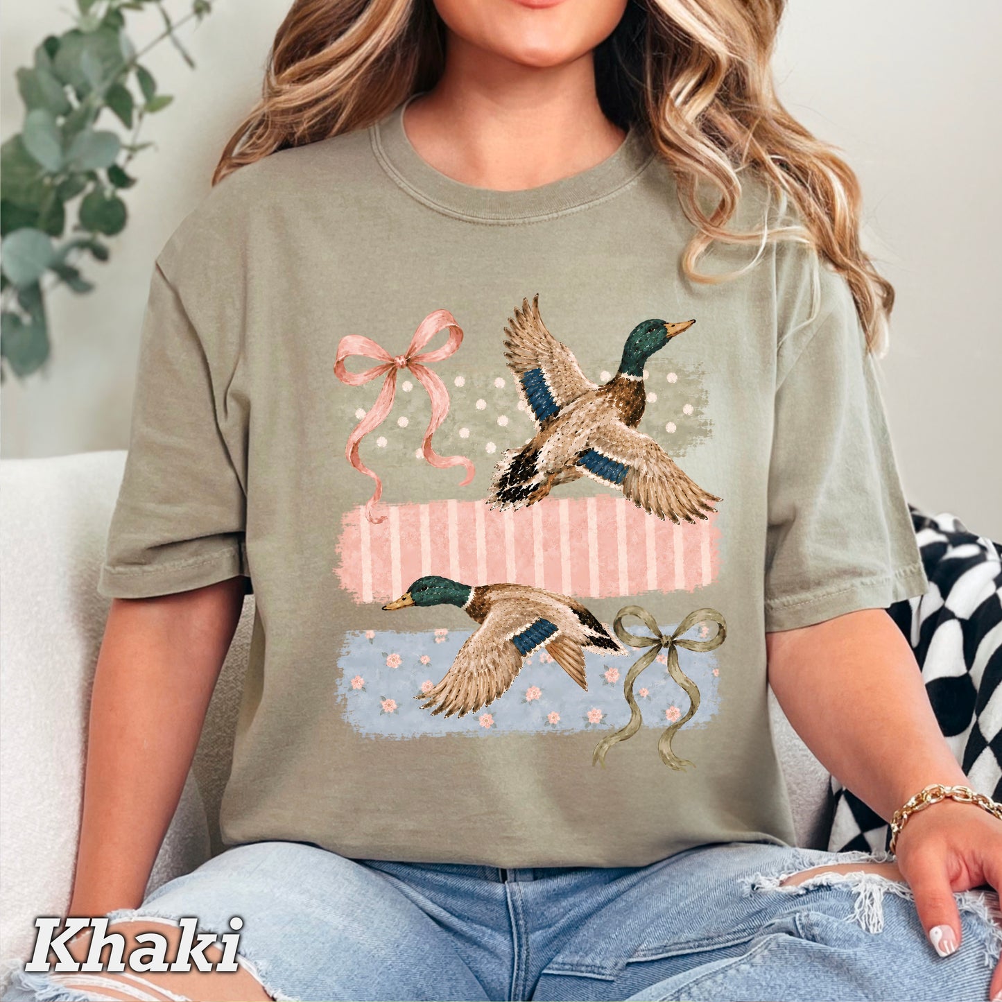 Mallard Ducks & Bows Comfort Color Graphic Tee