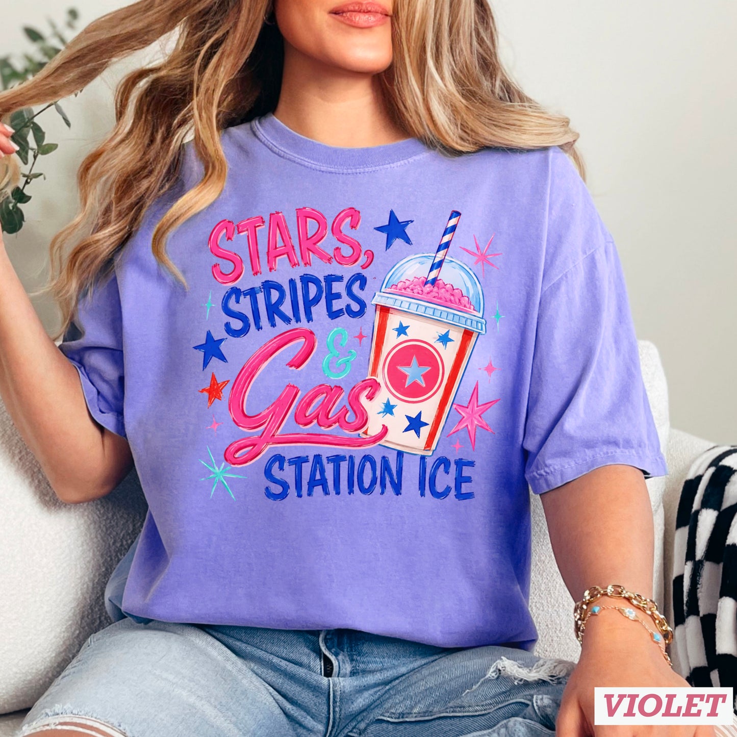 Stars Stripes & Gas Station Ice Comfort Color Graphic Tee