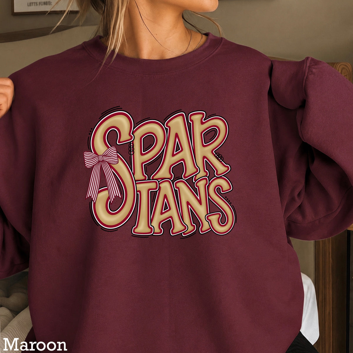 Spartans Coquette Bow Crewneck Sweatshirt